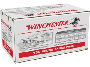 Winchester USA Lake City Rifle Ammunition .223 Rem 55 gr. FMJ 3240 fps 150/ct