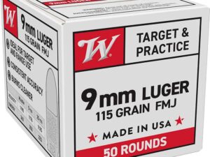 Winchester USA Target & Practice Handgun Ammunition 9mm Luger 115 gr. FMJ 1190 fps 50/ct