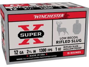 Winchester Super-X Shotshells 12ga 2-3/4" 1oz 1300 fps Slug 25/ct