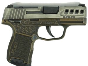 Sig Sauer Distressed Gray Slide/Brown Octagon Grip P365-380 Handgun 380 Auto 10rd Magazine 3.1" Barrel Black Manual Safety