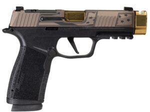 Sig Sauer P365 XMACRO TACOPS "Trump 47th" Slide Handgun 9mm Luger 17rd Magazines(4) 3.7" Gold Barrel/Compensator