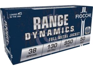 Fiocchi Pistol Shooting Dynamics Handgun Ammunition .38 Spl 130 gr FMJ 950 fps 50/box