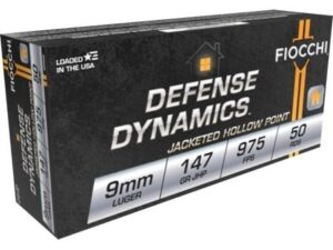 Fiocchi Pistol Shooting Dynamics Handgun Ammunition 9mm Luger 147 gr JHP 975 fps 50/ct