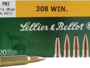 Sellier & Bellot Rifle Ammunition .308 Win 180 gr FMJ  - 20/box