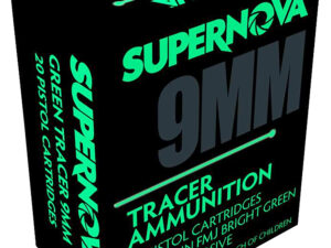 Supernova PMSN9MMG Green Tracer Non Corrosive 9mm Luger 119 Gr Full Metal Jacket 20 Per Box/ 50 Cs
