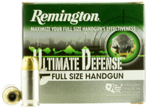 Remington Ammunition 28971 Ultimate Defense Full Size Handgun 45ACP 185gr Brass Jacketed Hollow Point 20 Per Box/25 Case